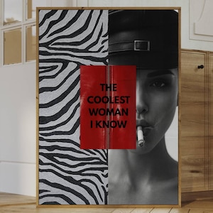 Trendy Girly Wall Art, Collage Apartment Print, Black And White Y2k Fashion Print, Feminist Quote, Stylish And Cool Girl Aesthetic Wall Art