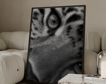 Schwarz & Weiß Leopard Wand Kunst Poster, Stockholm Stil Dschungel Y2k Mode Druck, Gepard Wand Kunst, Tier Chic Ästhetisch Stilvoller Druck