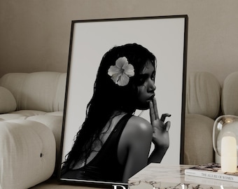 Stockholm Style Woman Poster, Black and White Stylish Aesthetic Female Portrait Print, Minimalist Fashion Wall Art, Scandinavian Chic Decor