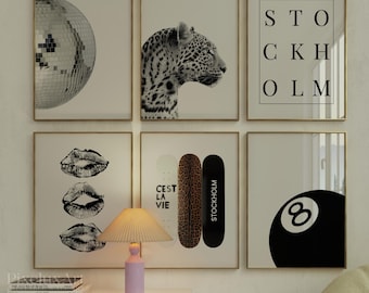 Stockholm Chic Gallery Wall Set, Leopard Fashion Prints, Luxury Modern Apartment Decor, Scandinavian Aesthetic Wall Art Bundle