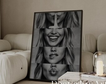 Póster collage en blanco y negro estilo Estocolmo – Póster moderno y elegante para mujer, póster chic con estética de moda Y2K, póster moderno de Estocolmo