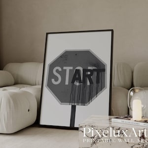 Black And White Collage Apartment Print, Start Art Y2k Fashion Print, Motivational Typography Posteri, Stylish And Cool Aesthetic Art