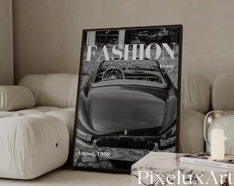 Trendy Black and White Fashion Wall Art, Stockholm Style Modern Aesthetic Chic Apartment Decor, Stylish Y2K Wall Art, Luxury Fashion Print