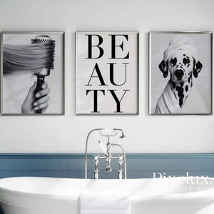 Black and White Funny Bathroom Wall Art Set | Cute Bathroom Posters, Y2K Makeup Art Decor, Girly Hair Salon Poster, Beauty Gallery Set
