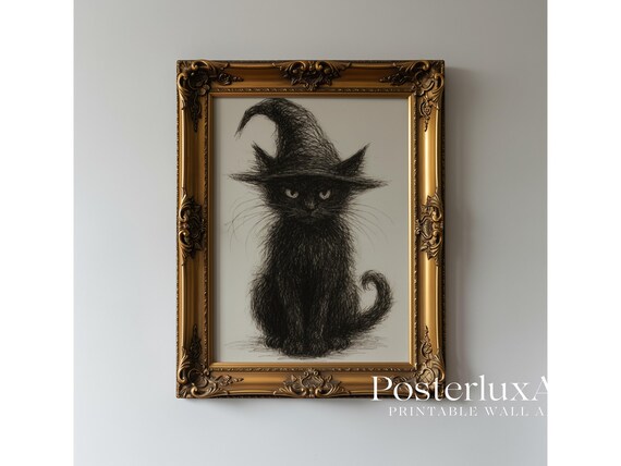 Witch Cat Wall Art Print