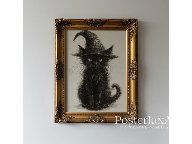 Witch Cat Wall Art Print