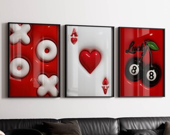Red Set of 3 Hypebeast Wall Art, image 6