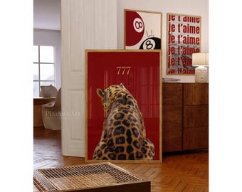Red Leopard Wall Art Set, image 2