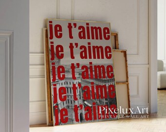 Je T'aime Typography Wall Art, image 4
