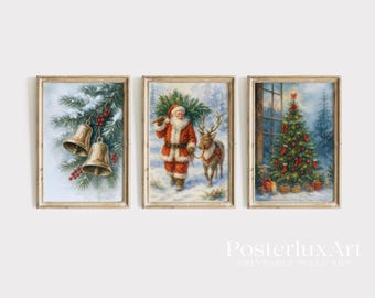 Vintage Christmas Wall Art Set, image 2