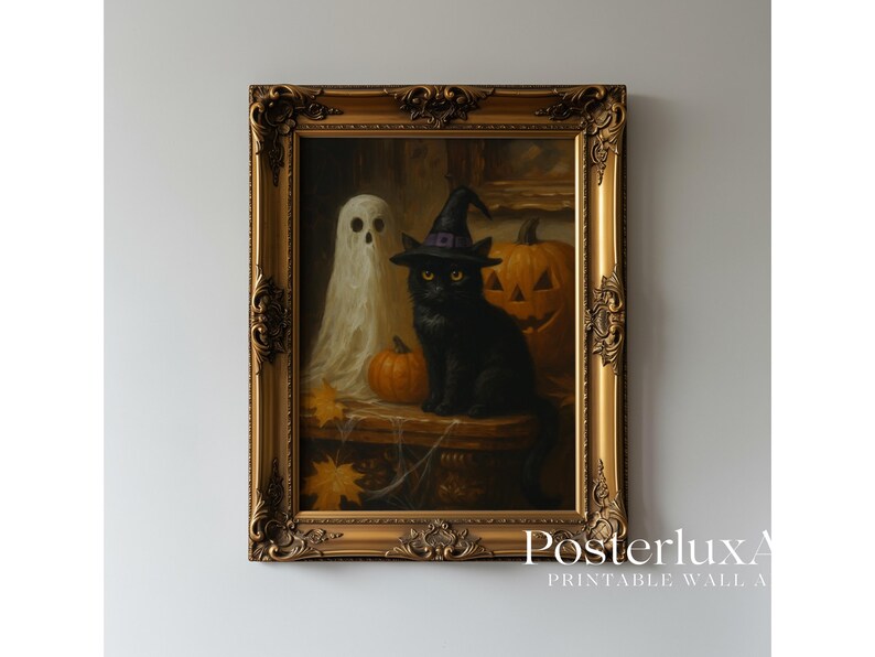 Witch Black Cat Wall Art