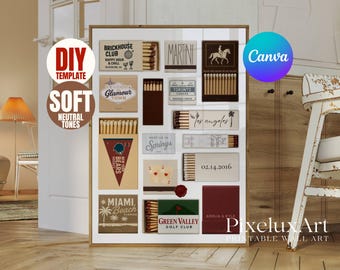 Modèle neutre d'allumettes en toile bricolage - modèle artistique d'allumettes personnalisées, pochette d'allumettes vierge pour cadeau assorti personnalisé, impression d'art boîte d'allumettes personnalisée