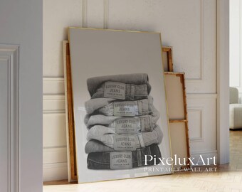 Black And White Denim Art Print, image 4