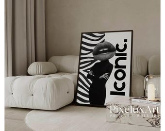 Iconic Lips Zebra Collage Apartment Print, image 1