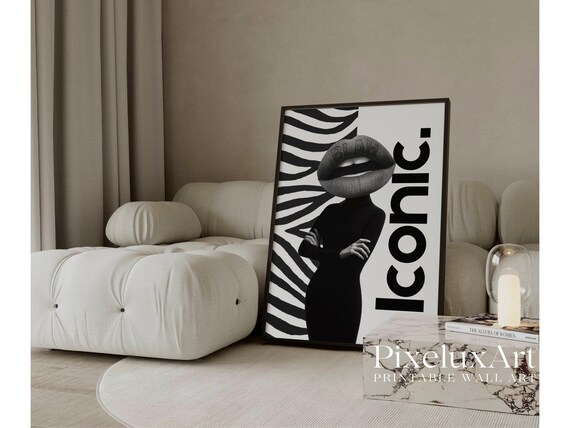 Iconic Lips Zebra Collage Apartment Print