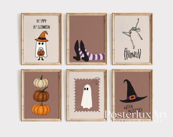 Vintage Halloween Wall Art Set of 6, image 1