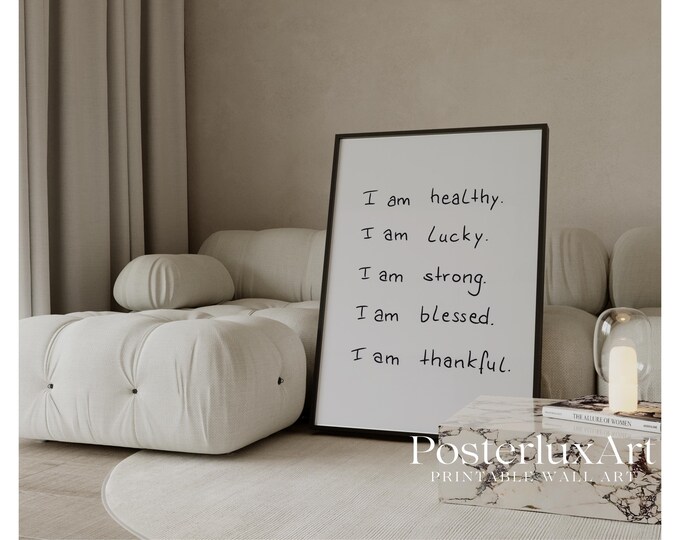 Minimal Affirmation Wall Art, Neutral Motivational Quote…