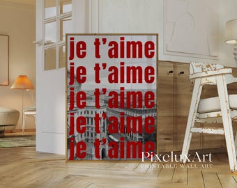 Je T'aime Typography Wall Art, image 3