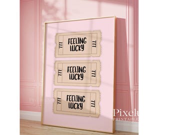 Pink Lucky Retro Girly Ticket Wall Art, image 6