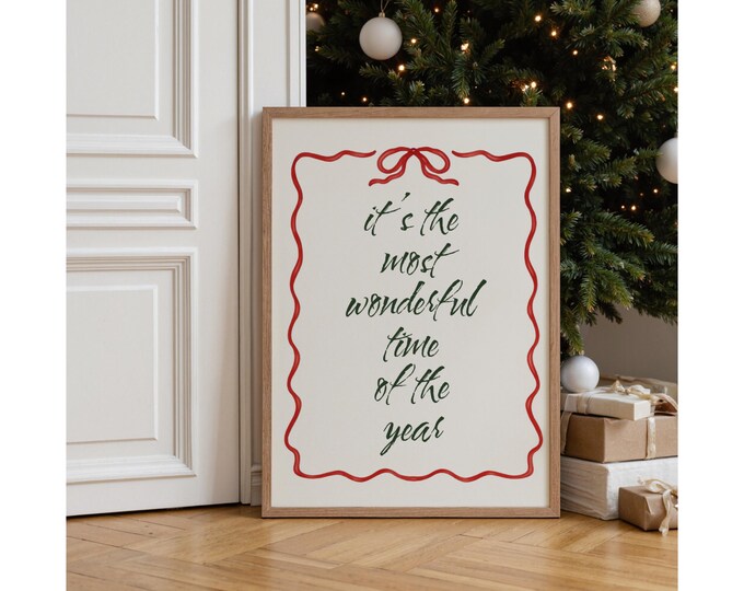 Christmas Quote Wall Art | Red Bow Holiday Print, It’s The…