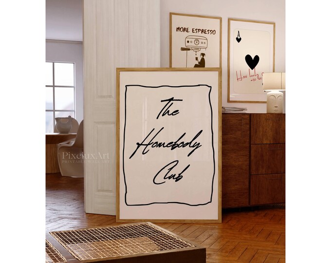 The Homebody Club Art Print, Homebody Club Print, Trendy…