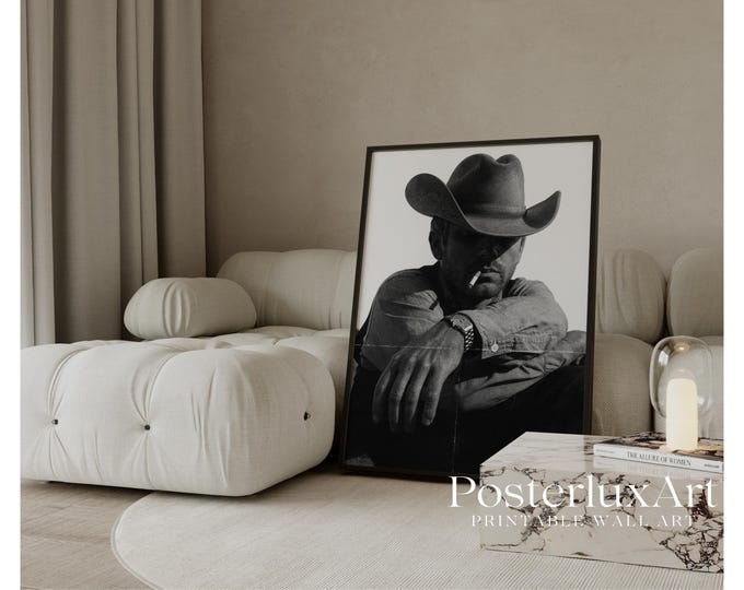 Stockholm Style Western Cowboy Wall Art - Black & White…
