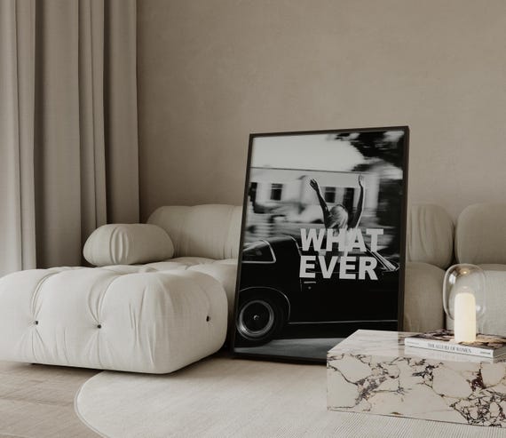 Whatever Poster, Collage Apartment Print, Black And White Y2k Fashion Print, Feminist Trendy Stylish & Cool Girl Aesthetic Art for Teen Room
