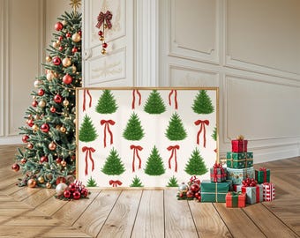 Christmas Tree and Bow Wall Art, image 1
