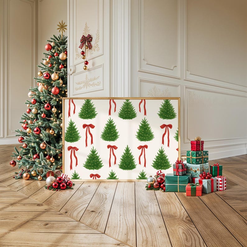 Christmas Tree and Bow Wall Art