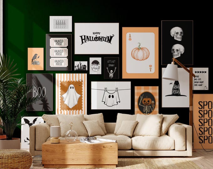 Halloween Wall Art Bundle Set – Spooky Ghosts, Pumpkins…