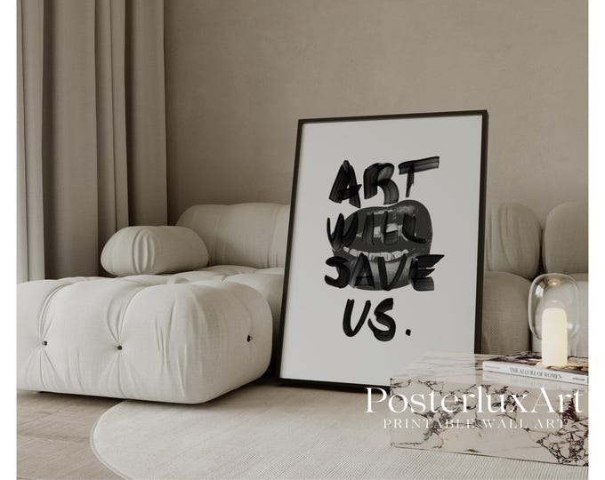 Modern Black Typography Print, Trendy Collage Apartment…