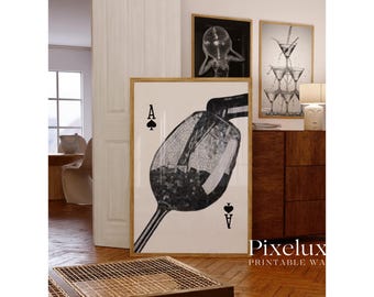 Black and White Ace of Spades Wine Glass Wall Art, image 2