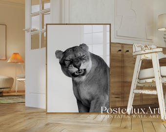 Black White Lion Wall Art Print, image 2