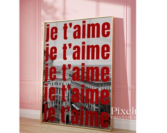 Je T'aime Typography Wall Art, image 5