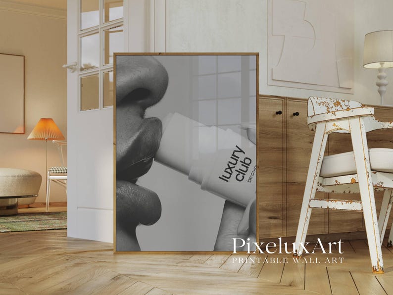 Black and White Lip Balm Art Print – Modern Stylish Beauty Poster for ...
