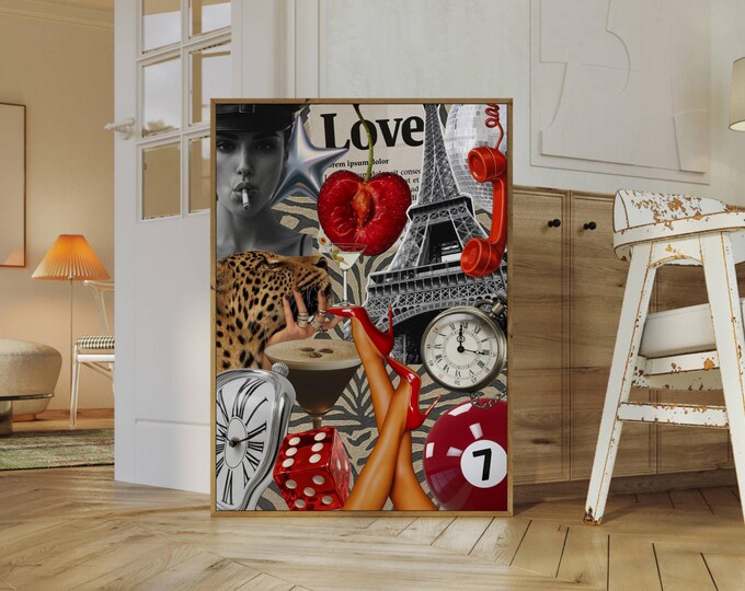 Trendy Collage Apartment Print, Fashion Icon Y2k Leopard…