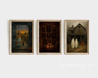 Vintage Halloween Ghost Wall Art Set of 5, image 4