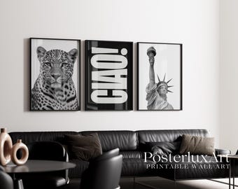Stockholm Black and White Wall Art Set of 3, image 1