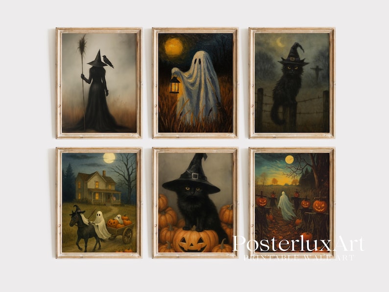 Vintage Halloween Wall Art Set