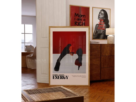Femme Fatale Poster, Collage Apartment Print, Feminist Wall Art, Y2k Apartment Print, Chic Women Empowerment Art, Stylish Art for Teen Room