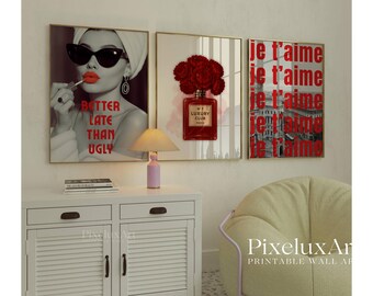 Red Girly Leopard Wall Art Set, image 2