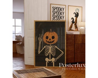 Pumpkin Skeleton Halloween Wall Art, image 3