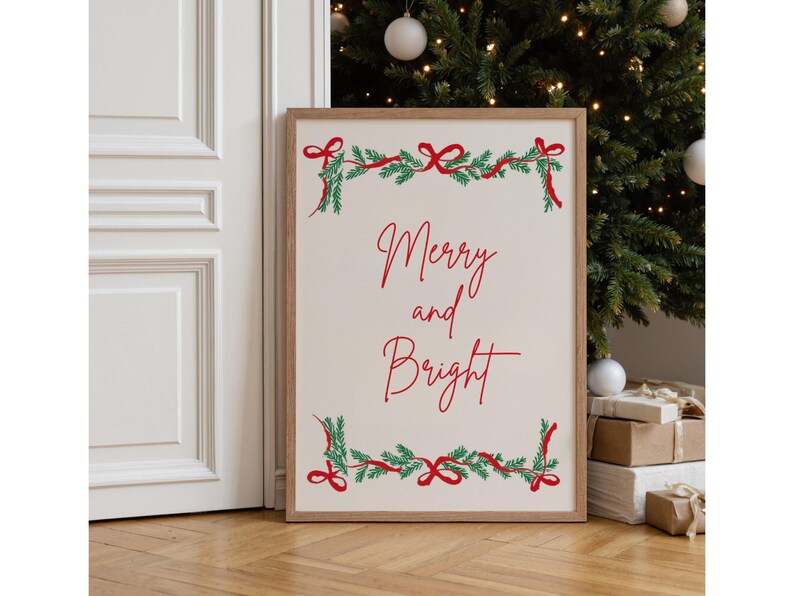 Merry and Bright Christmas Wall Art