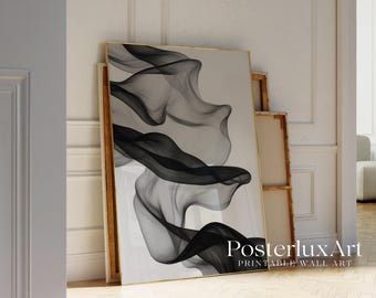 Black & White Abstract Flow Wall Art, image 4