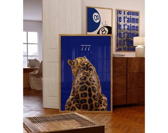 Navy Blue Leopard Wall Art Set, image 2