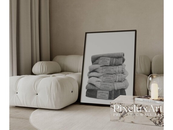 Black And White Denim Art Print