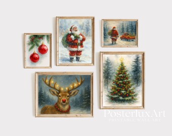 Vintage Christmas Wall Art Set, image 1