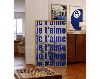 Navy Blue Je T'aime Wall Art, image 2