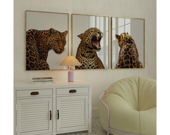 Set of 3 Leopard Wall Art, image 2