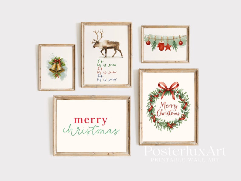 Minimal Christmas Wall Art Set